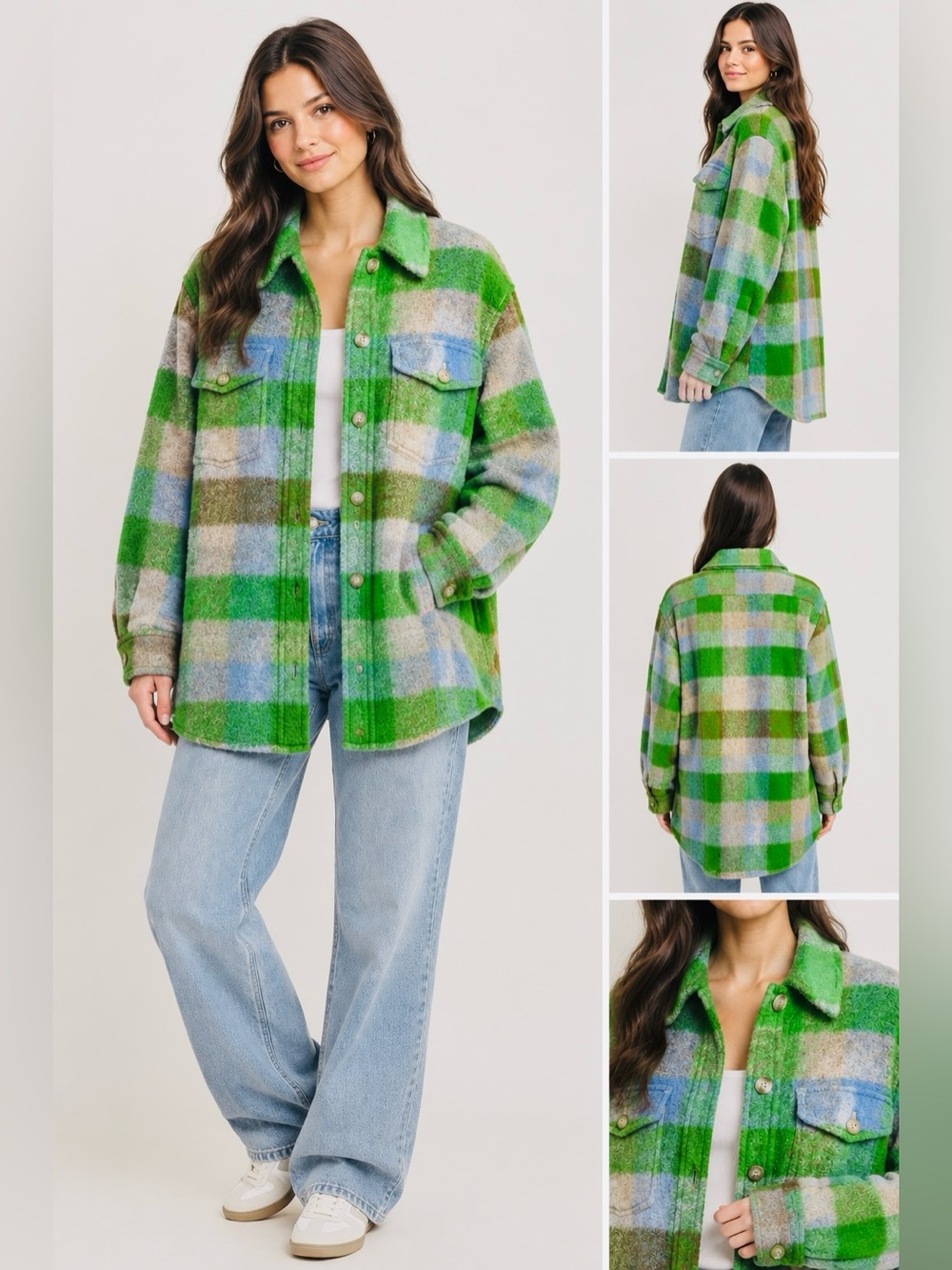 Wilfred Free Ghana Shirt Jacket – Green Plaid size medium